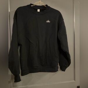 Alo Yoga Accolade Crew Neck Pullover Black XS Full Length